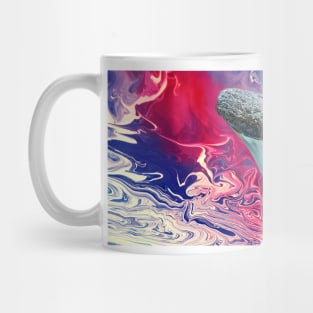 Red, White, and Blue Shark Tooth Fossil Paint Swirl Print Mug